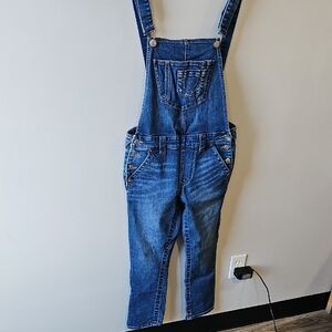 True Religion Halle 31x25 Denim Blue Women's Capri Overalls